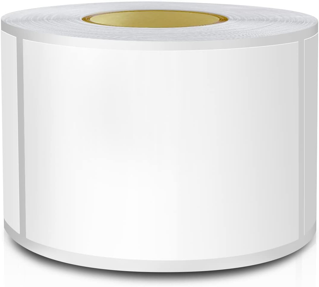 White Rectangle Sticker Labels 3×2 Inch Vinyl Stickers Color Coding Name Tags Roll Removable Waterproof 300 per Dispenser Box
