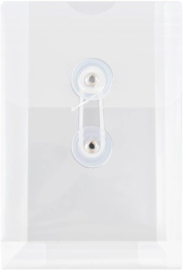 JAM PAPER Plastic Envelopes with Button & String Tie Closure - 4 1/4 x 6 1/4 - Clear - 3/Pack
