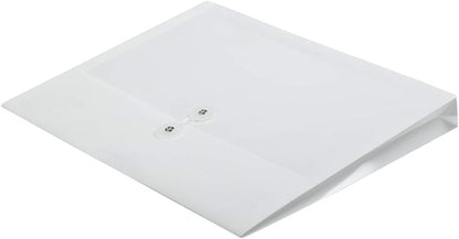 JAM PAPER Plastic Envelopes with Button & String Tie Closure - Letter Booklet - 9 3/4 x 13 - White - 12/Pack