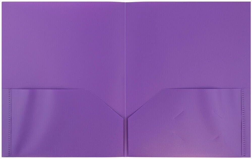 JAM PAPER Plastic 2 Pocket POP Folders - Durable School Folders - Purple - Bulk 48/Pack