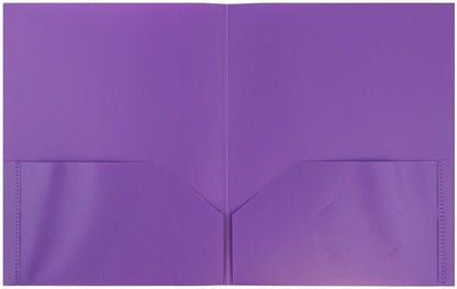 JAM PAPER Plastic 2 Pocket POP Folders - Durable School Folders - Purple - Bulk 48/Pack