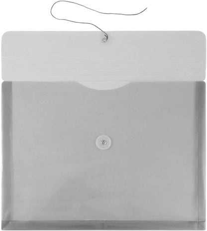 JAM PAPER Plastic Envelopes with Button & String Tie Closure - Letter Booklet - 9 3/4 x 13 - Smoke Gray - 12/Pack