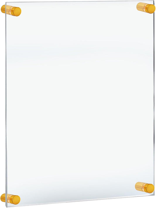 Azar Displays 105528-GLD Acrylic Floating Double Panel Wall Frame,17" x 22" Graphic Size, Overall Frame Size: 21" x 26", Gold