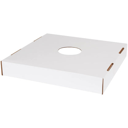 AVIDITI 40 or 50 Gallon Corrugated Cardboard Trash Can and Recycling Bin Lids with Hole (10-Pack) 18"L x 18"W x 3"H, White, Reusable and Disposable Garbage Lid for Parties and Outdoor Events