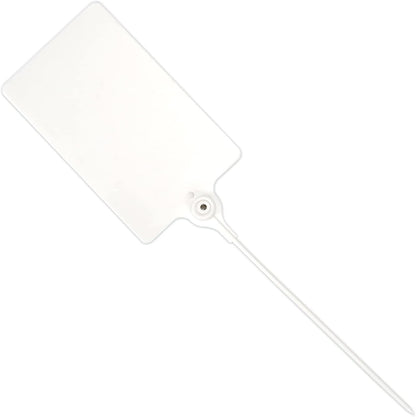 100 Plastic Shipping Tags - Waterproof, Writable Labels for Security, Storage, Hanging - With Marker Pen (White)