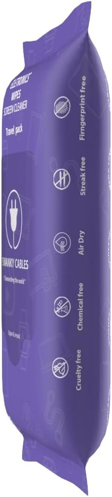 Swanky Wipes: Screen Cleaner Wipes - Electronics, Computer, TV, Laptop Monitor & Lens Cleaner, Travel Size Cleaning Wipes for Home, Office & On-the-Go, Includes Microfiber Cloth - Soft Wipes, 90 Count