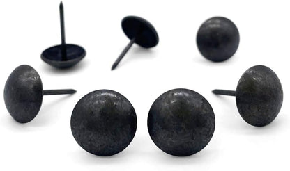 Let's Decorate 100PCS D16mm/0.63" Antique Black Upholstery Tacks, Passed Salt Spray Test for Outdoor Use, Garden Metal Thumb Tacks, Home DIY Decorative Nail Heads Nails (100, 16mm Antique Black)