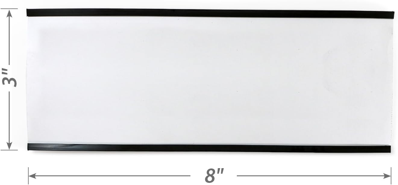 SmartSign (10-Pack) Magnetic C Channel Card Label Holders - 3" x 8" Metal Racks and Shelf Label Holders with Paper Inserts