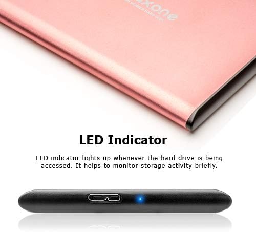 Maxone 320GB Ultra Slim Portable External Hard Drive HDD USB 3.0 Compatible with PC, Laptop, Rose Pink