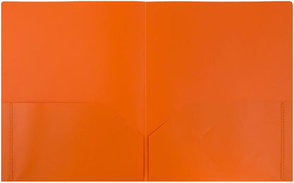 JAM PAPER Plastic 2 Pocket POP Folders - Durable School Folders - Orange - 3/Pack