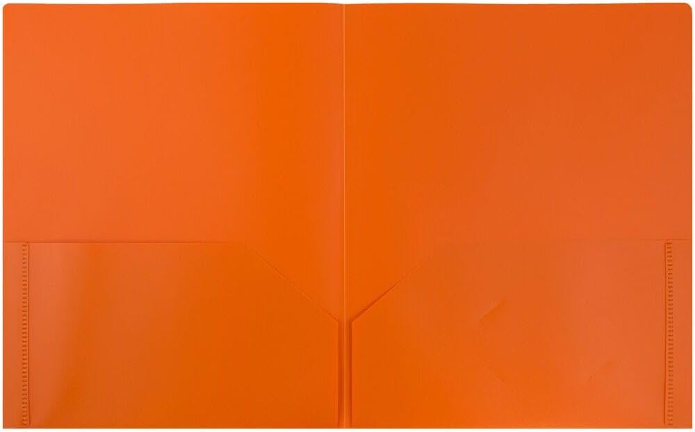 JAM PAPER Plastic 2 Pocket POP Folders - Durable School Folders - Orange - Bulk 144/Box
