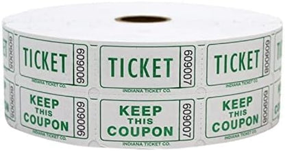 INDIANA TICKET CO. 1,000 Lime Raffle Tickets Double Roll, Premium Quality 50/50 Raffle Tickets, Tickets for Events, Carnivals, Door Prizes, Drinks and More