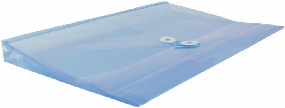 JAM PAPER Plastic Envelopes with Button & String Tie Closure - Legal Booklet - 9 3/4 x 14 1/2 - Blue - 3/Pack