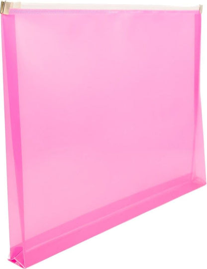 JAM PAPER Plastic Envelopes with Zip Closure - Letter Booklet - 9 3/4 x 13 - Hot Pink - 3/Pack