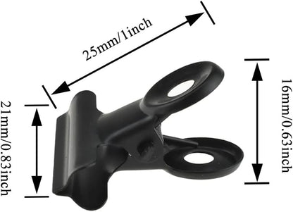 HAHIYO 0.87inch Black Bulldog Clips Metal File Hinge Binder Clips Clamps Save Space Strong Spring Jaws Rock Solid Grip Book Lay Flat Deburred Edge for Hang Photos Wall Grid Dog Food 30PCS