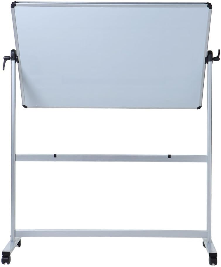 VIZ-PRO Double-Sided Magnetic Mobile Whiteboard, 48 x 36 Inches, Aluminium Frame and Stand