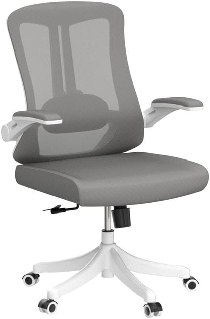 Computer Office Chair, Ergonomic Comfort Home Desk Chair, Mid Back Gaming Chair with Wheels, Adjustable Height, Lumbar Support, Flip-up Armrest with 350LBS Capacity
