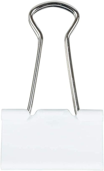 JAM PAPER Colorful Binder Clips - Medium - 1 1/4 Inch (32 mm) - White Binderclips - 15/Pack