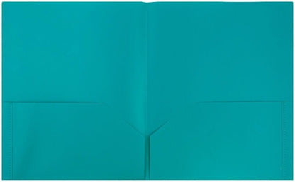 JAM PAPER Plastic 2 Pocket POP Folders - Durable School Folders - Teal Blue - Bulk 144/Box