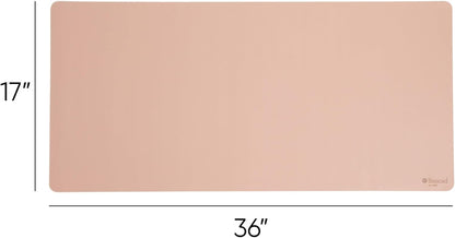 Smead Desk Pad, Vegan Leather Desk Mat with Non-Slip Faux Suede Backing, Perfect Desk Organizer for Office Decor, 36” x 17” Large, Dusty Rose (64829)