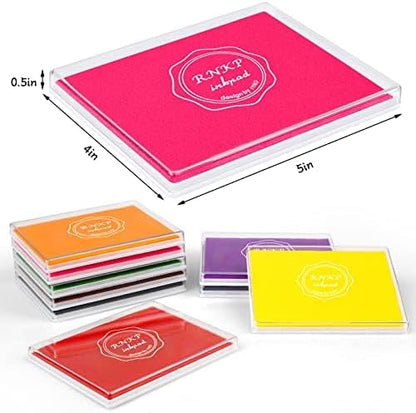 MOYBMG Large Pink Permanent Ink Pad for Rubber Stamps, 5x4 Inch, Kids Non-Toxic Safe Ink Pad, Paper Wood Fabric