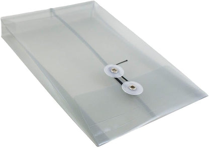 JAM PAPER Plastic Envelopes with Button & String Tie Closure - 6 1/4 x 9 1/4 - Smoke Grey - 3/Pack