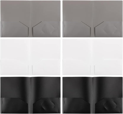 JAM PAPER Plastic 2 Pocket POP Folders - Durable School Folders - Assorted Business Colors - 6/Pack