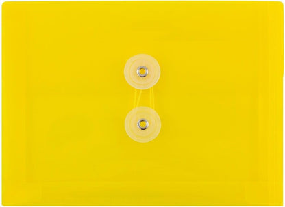 JAM PAPER Plastic Envelopes with Button & String Tie Closure - Index Size - 5 1/2 x 7 1/2 - Yellow - 3/Pack