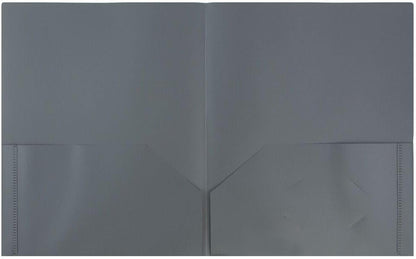 JAM PAPER Plastic 2 Pocket POP Folders - Durable School Folders - Grey - Bulk 48/Pack