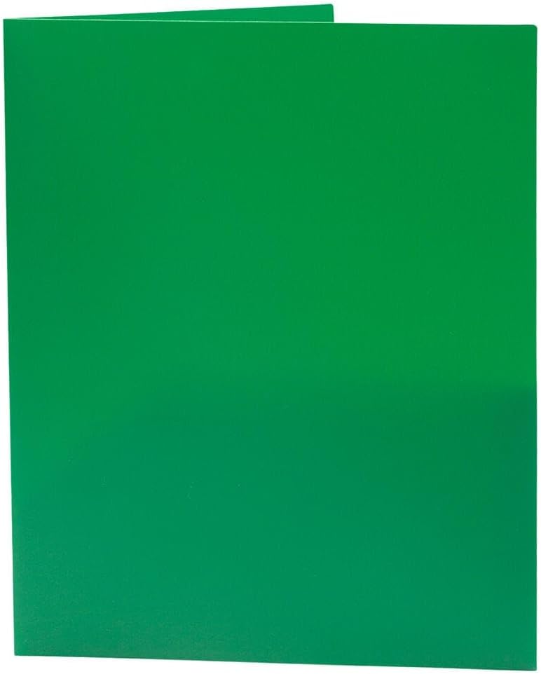 JAM PAPER Plastic 2 Pocket POP Folders - Durable School Folders - Green - Bulk 144/Box