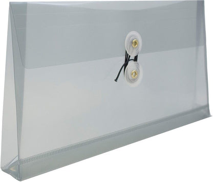 JAM PAPER Plastic Envelopes with Button & String Tie Closure - #10 Business Booklet - 5 1/4 x 10 - Smoke Gray - 3/pack