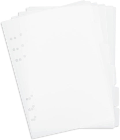 6 Ring A5 Binder Dividers - Clear Plastic Index Dividers with Tabs (6 Pack)