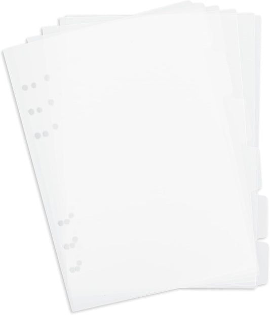 6 Ring A5 Binder Dividers - Clear Plastic Index Dividers with Tabs (6 Pack)