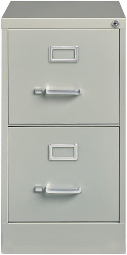 Pemberly Row 22" 2-Drawer Metal Letter Width Vertical File Cabinet in Light Gray