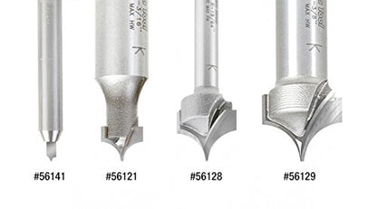 Amana Tool 56125-M Solid Carbide Point Cutting Roundover 3mm R x 6mm D x 8mm CH x 6mm SHK x 50mm Long Router Bit for Beadboards