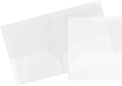 JAM PAPER Plastic 2 Pocket POP Folders - Durable School Folders - Clear - 6/Pack