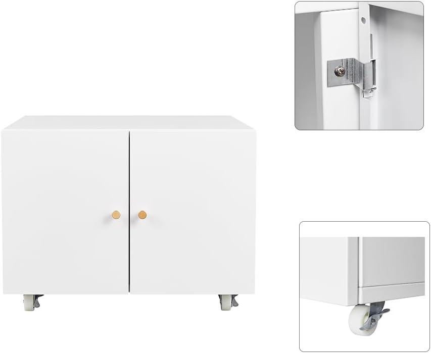 Metal Printer Stand with Storage, Large Black Printer Cabinet with Wheels and Adjustable Shelf for Home Office, Heavy Duty Printer Table