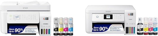 Epson EcoTank ET-4800 Wireless All-in-One Cartridge-Free Supertank Printer with Scanner & EcoTank ET-2850 Wireless Color All-in-One Cartridge-Free Supertank Printer with Scan
