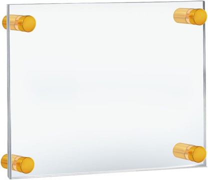 Azar Displays 105511-GLD Acrylic Floating Double Panel Wall Frame,8.5" x 5.5" Graphic Size, Overall Frame Size: 12" x 9.5", Gold