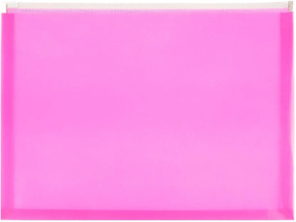 JAM PAPER Plastic Envelopes with Zip Closure - Letter Booklet - 9 3/4 x 13 - Hot Pink - 3/Pack