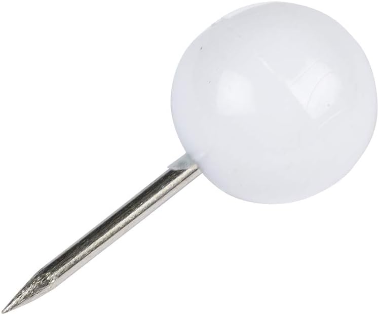 JAM PAPER Colorful Push Pins - Round Head Map Thumb Tacks - White Pushpins - 100/Pack