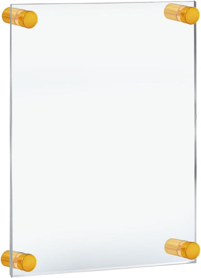 Azar Displays 105506-GLD Acrylic Floating Double Panel Wall Frame,8.5" x 14" Graphic Size, Overall Frame Size: 12" x 18", Gold