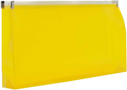 JAM PAPER Plastic Envelopes with Zip Closure - #10 Booklet Wallet - 4 1/8 x 9 1/2 - Yellow - 3/Pack