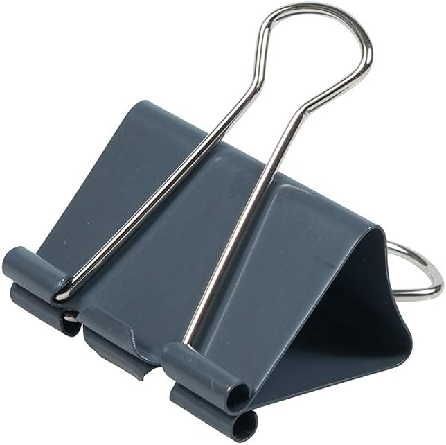 JAM PAPER Colorful Binder Clips - Large - 1 1/2 Inch (41 mm) - Grey Binderclips - 12/Pack
