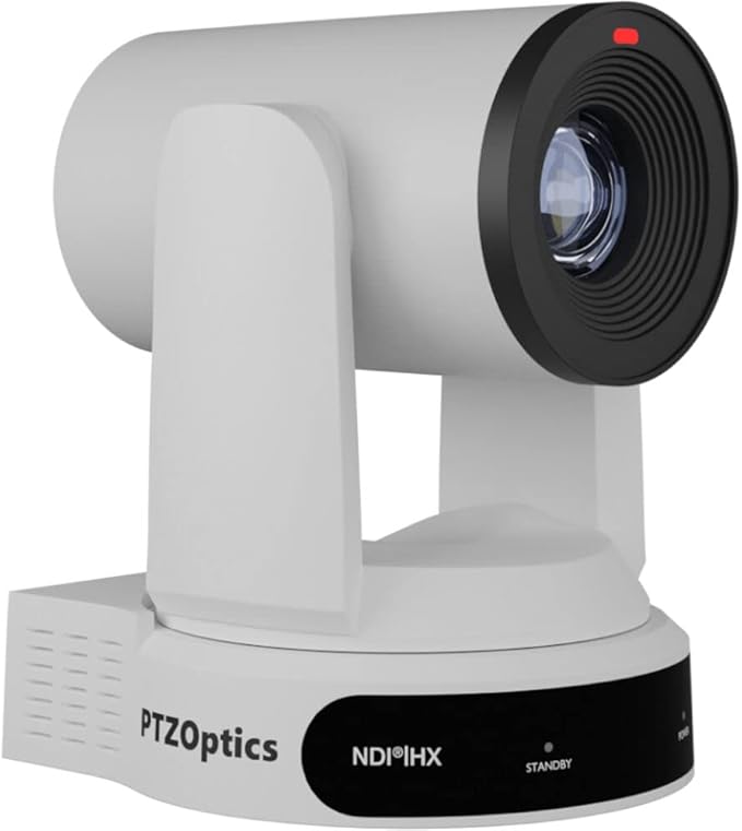 PTZOptics Move 4K SDI/HDMI/USB/IP PTZ Camera with 30x Optical Zoom (White) (PT30X-4K-WH-G3) + Lens Cleaning Kit + HDMI Cable + Ethernet Cable + Color Wire Ties