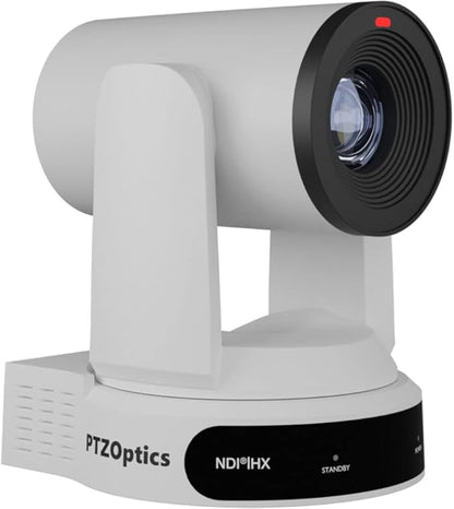 PTZOptics Move 4K SDI/HDMI/USB/IP PTZ Camera with 30x Optical Zoom (White) (PT30X-4K-WH-G3) + Lens Cleaning Kit + HDMI Cable + Ethernet Cable + Color Wire Ties