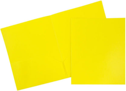 JAM PAPER Plastic 2 Pocket POP Folders - Durable School Folders - Yellow - 3/Pack