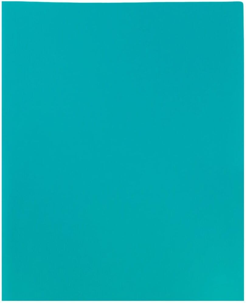 JAM PAPER Plastic 2 Pocket POP Folders - Durable School Folders - Teal Blue - Bulk 48/Pack