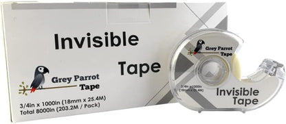 Greyparrot Office Tape Clear Refill Rolls + Dispenser(8 Pack),(3/4” X 1000in/pack). for Craft Jobs, Gift Wrapping, Office Work Glossy Finish, Refillable (8000 inch/Total(Matte)