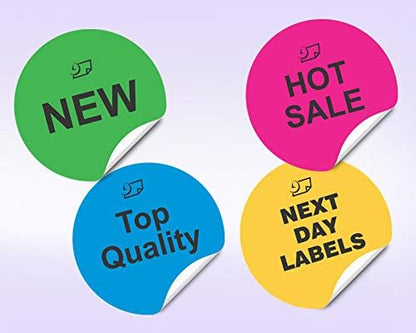 NextDayLabels - 8-1/2 x 11 Neon Color High Light Fluorescent Labels for Laser & Inkjet Printer (Blue Fluorescent, 2" Round - 20 Per Page | 500 Labels)